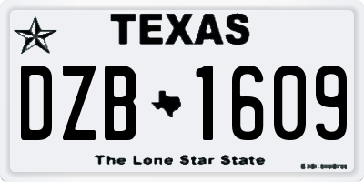 TX license plate DZB1609