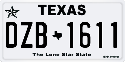 TX license plate DZB1611