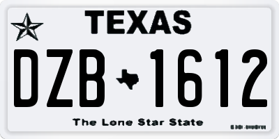 TX license plate DZB1612