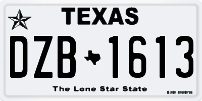 TX license plate DZB1613