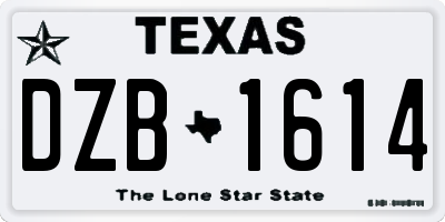 TX license plate DZB1614