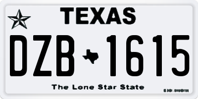 TX license plate DZB1615