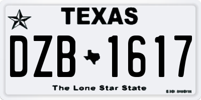 TX license plate DZB1617