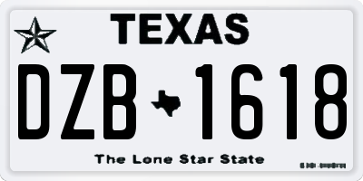 TX license plate DZB1618