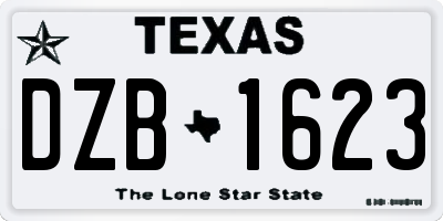 TX license plate DZB1623