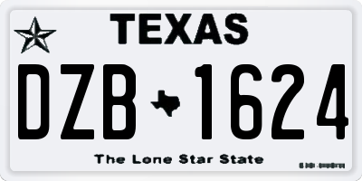 TX license plate DZB1624