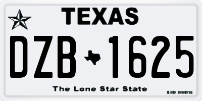 TX license plate DZB1625