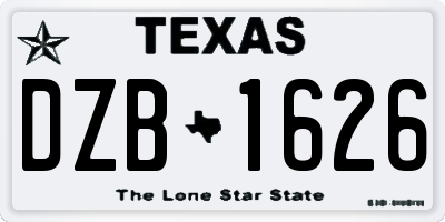 TX license plate DZB1626