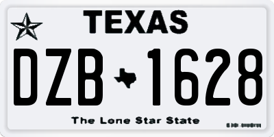 TX license plate DZB1628