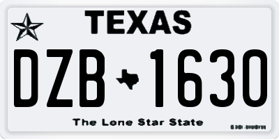 TX license plate DZB1630