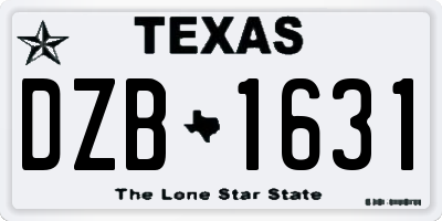 TX license plate DZB1631