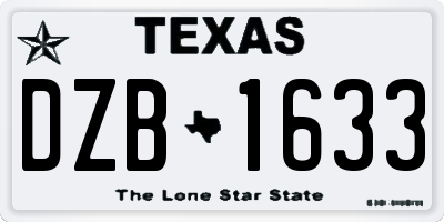 TX license plate DZB1633