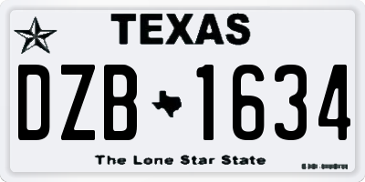 TX license plate DZB1634
