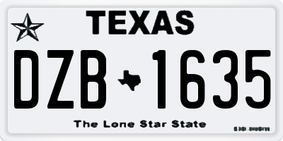 TX license plate DZB1635