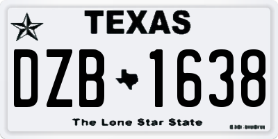TX license plate DZB1638