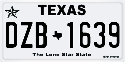 TX license plate DZB1639