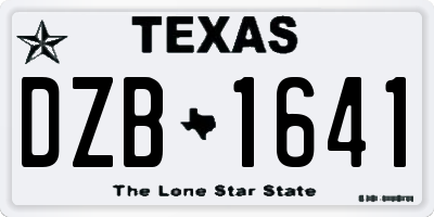 TX license plate DZB1641