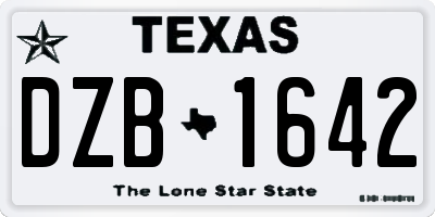 TX license plate DZB1642