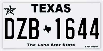 TX license plate DZB1644