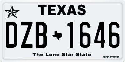 TX license plate DZB1646