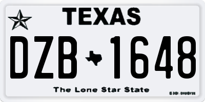 TX license plate DZB1648