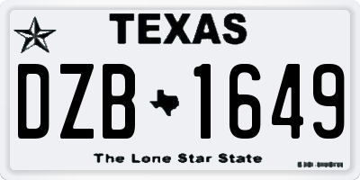 TX license plate DZB1649