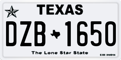 TX license plate DZB1650
