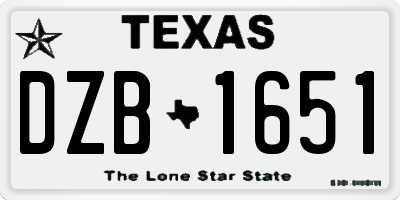 TX license plate DZB1651
