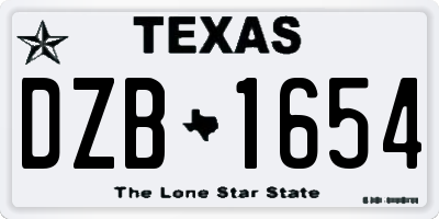 TX license plate DZB1654