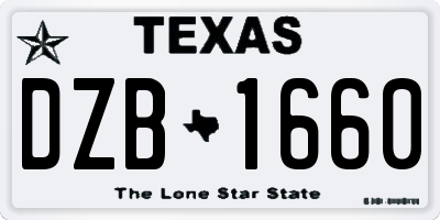 TX license plate DZB1660