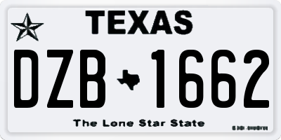 TX license plate DZB1662