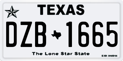 TX license plate DZB1665