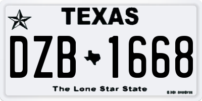 TX license plate DZB1668