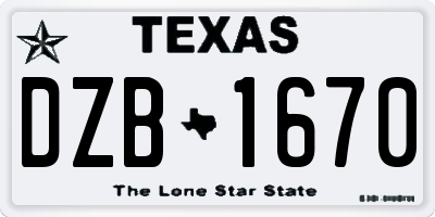 TX license plate DZB1670