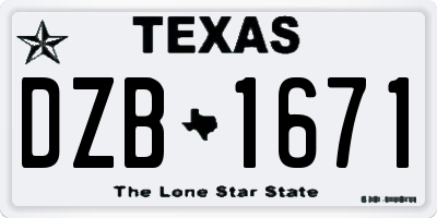 TX license plate DZB1671
