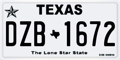 TX license plate DZB1672