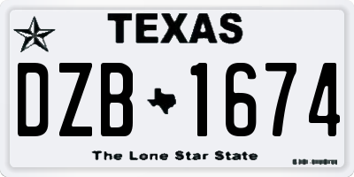 TX license plate DZB1674