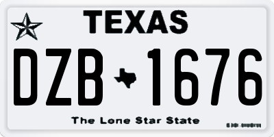 TX license plate DZB1676