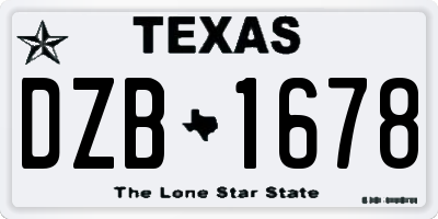 TX license plate DZB1678