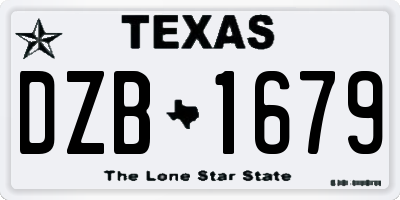 TX license plate DZB1679