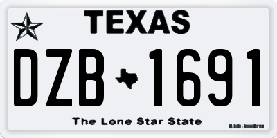 TX license plate DZB1691