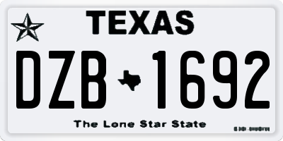 TX license plate DZB1692