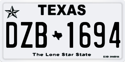 TX license plate DZB1694