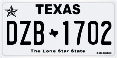 TX license plate DZB1702