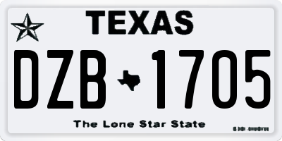 TX license plate DZB1705