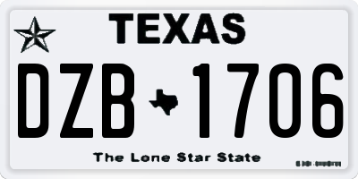 TX license plate DZB1706