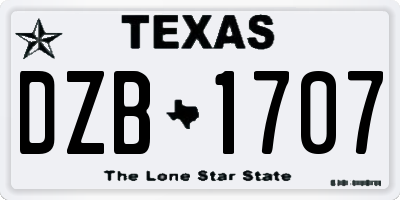TX license plate DZB1707
