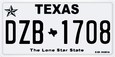 TX license plate DZB1708