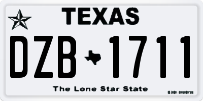 TX license plate DZB1711