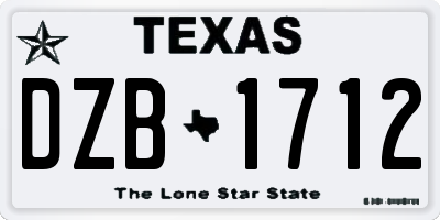 TX license plate DZB1712
